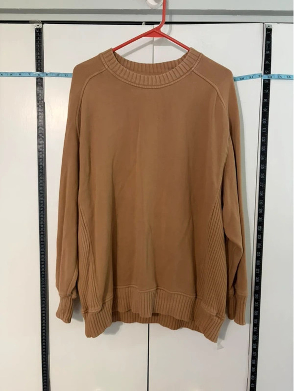 Aerie Down-To-Earth Oversized Crewneck Sweatshirt Women S Tan Brown EUC